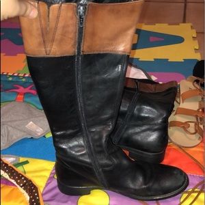 Leather mid calf boots